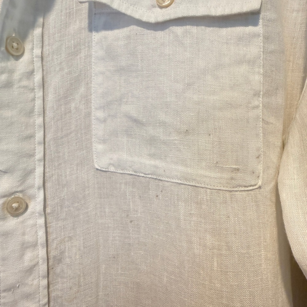 Michael Kors White Linen Tailored Fit Roll Tab Button Down Shirt XL Mens - Picture 3 of 5